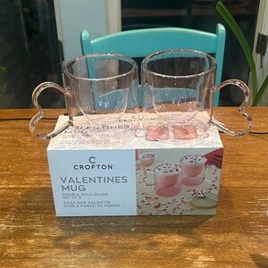 Crofton Valentine's Double Wall Glass Mug Set